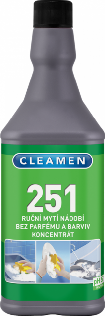 CLEAMEN 251 ručné umývie riadu koncentrát 1l, bez parfémov a farbív_1