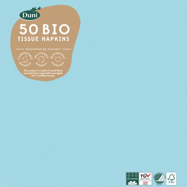Obrúsky Tissue Duni 40 x 40 cm Mint Blue - 3-vrstvové [50 ks]_2