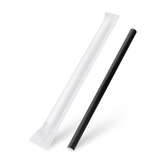 Slamka papierová čierna `JUMBO` O12mm x 21cm jednotlivo balená [100 ks]_2