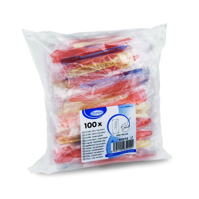 Zmrzlinová lyžička farebná mix hygienicky balená 9,5 cm [100 ks] - dopredaj_2