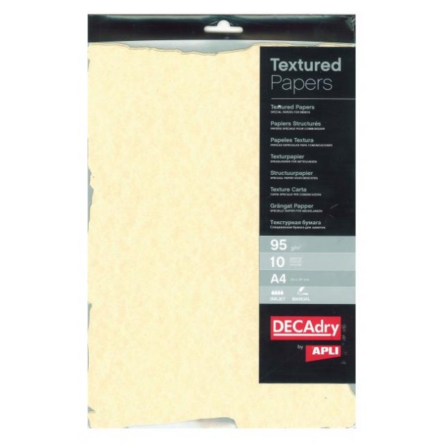 Štrukturovaný papier Pergamen champagne otrhaný okraj 95g 10 hárkov_1