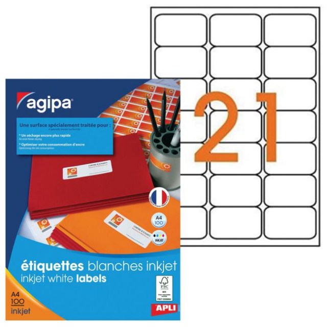Etikety inkjet 63,5x38,1mm Agipa A4 100 hárkov_1