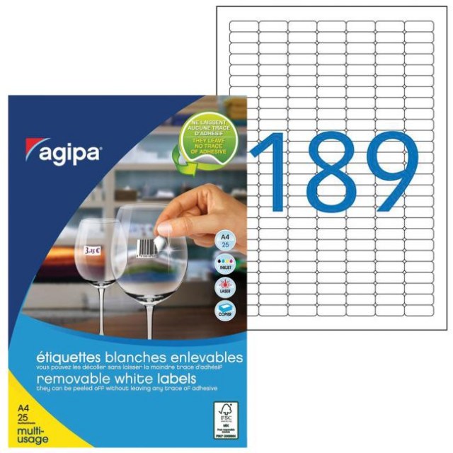 Etikety univerzálne odnímateľné 25,4x10mm Agipa A4 25 hárkov_1