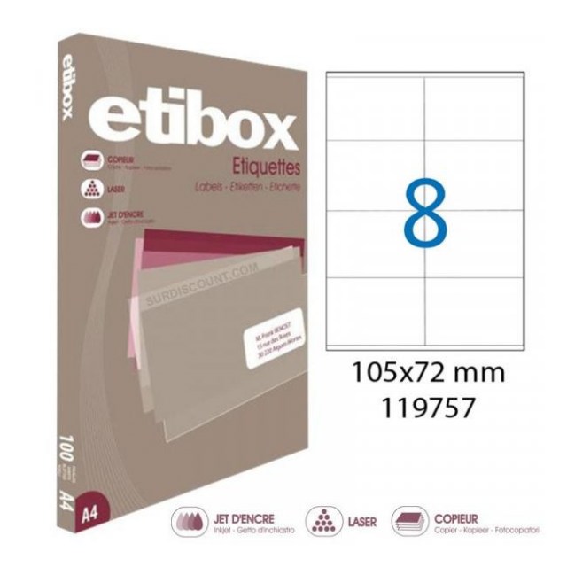 Etikety univerzálne 105x72mm Etibox A4 100 hárkov_1