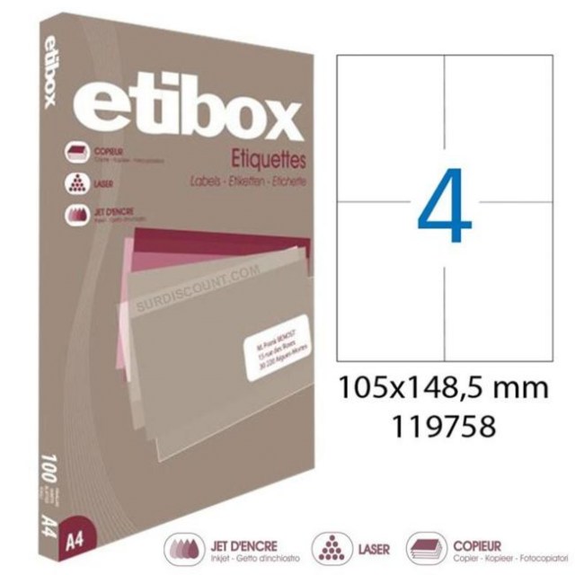 Etikety univerzálne 105x148,5mm Etibox A4 100 hárkov_1