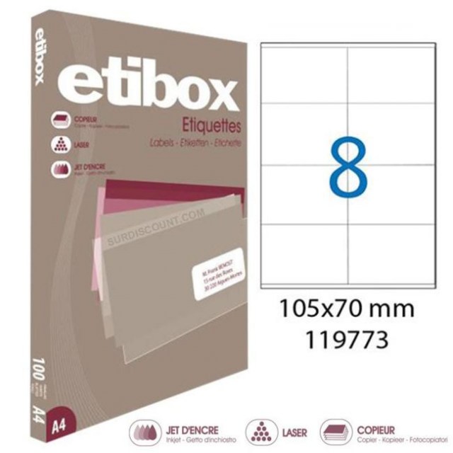 Etikety univerzálne 105x70mm Etibox A4 100 hárkov_1