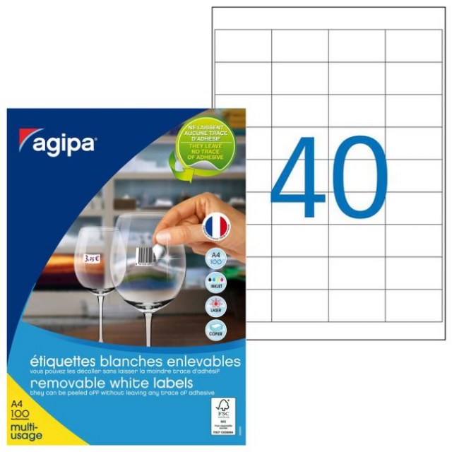 Etikety univerzálne odnímateľné 48,5x25,4mm Agipa A4 100 hárkov_1