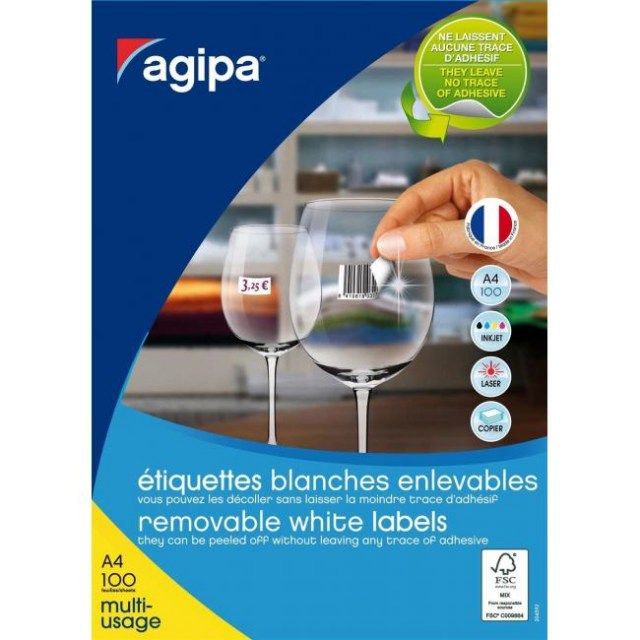 Etikety univerzálne odnímateľné 210x297mm Agipa A4 100 hárkov_1
