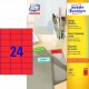 Etikety farebné 70x37mm Avery A4 100 hárkov červené_1