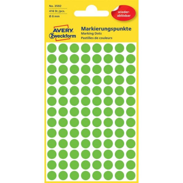 Etikety kruhové 8mm Avery odnímateľné zelené_1