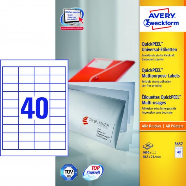 Etikety univerzálne 48,5x25,4mm Avery A4 100 hárkov_1