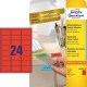 Etikety Avery odnímateľné 63,5x33,9 mm, červené_1