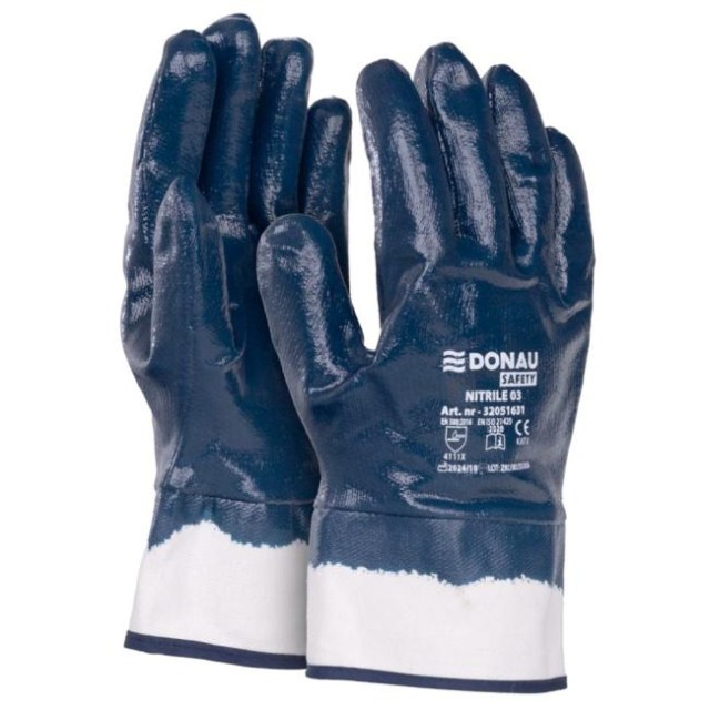 Rukavice nitrilové DONAU SAFETY Nitrile 03, kat. II bielo-námornícke modré veľ. 10_1