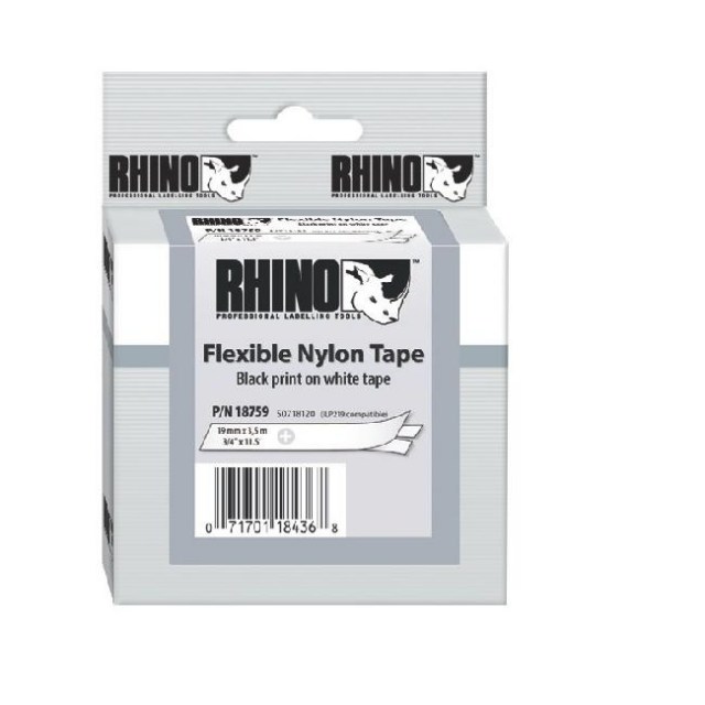 Flexibilná nylonová páska Dymo Rhino 19mm biela/čierna_1