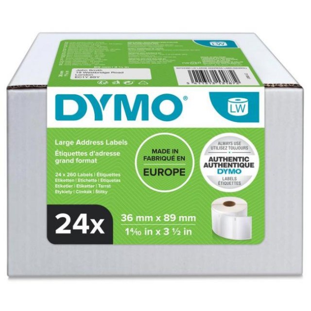 Samolepiace etikety Dymo LW 89x36mm adresné veľké biele 6240ks_1