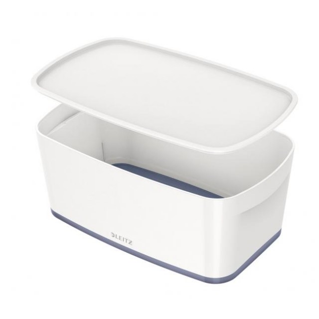 Úložný box s vekom Leitz MyBox, veľkosť S biela/sivá_1