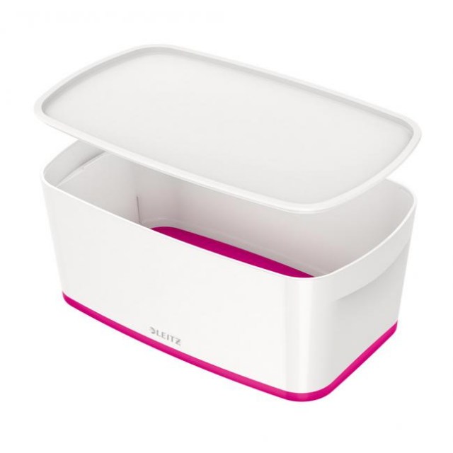 Úložný box s vekom Leitz MyBox, veľkosť S biela/ružová_1