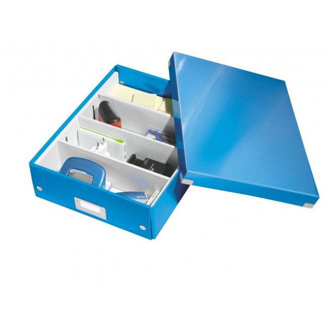 Stredná organizačná škatuľa Click & Store metalická modrá_1