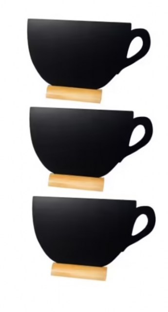Set 3 stolných popisovacích tabúľ mini s dreveným stojančekom a 1 popisovačom - šálka_1