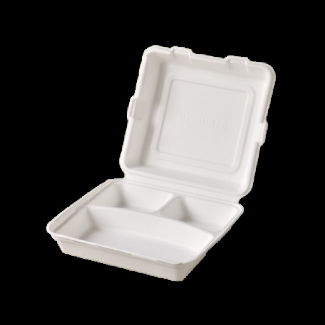 Menubox 3-dielny z cukrovej trstiny 600ml [50 ks] - 254 x 254 mm - č.26 - DOPREDAJ_1