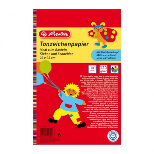 Farebný papier Herlitz 20 listov 33x23cm lep.blok 120g_1