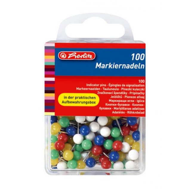 Napichovacie špendlíky Herlitz mix farieb 100ks_1