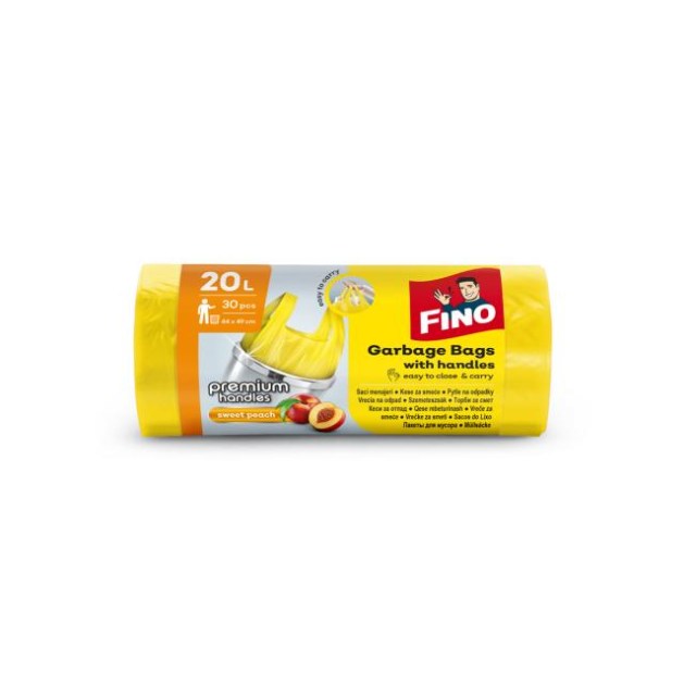 Vrecia zaväzovacie s ušami FINO Premium aromatic 20 l, 7 mic., 44 x 50 cm, žlté (30 ks)_1