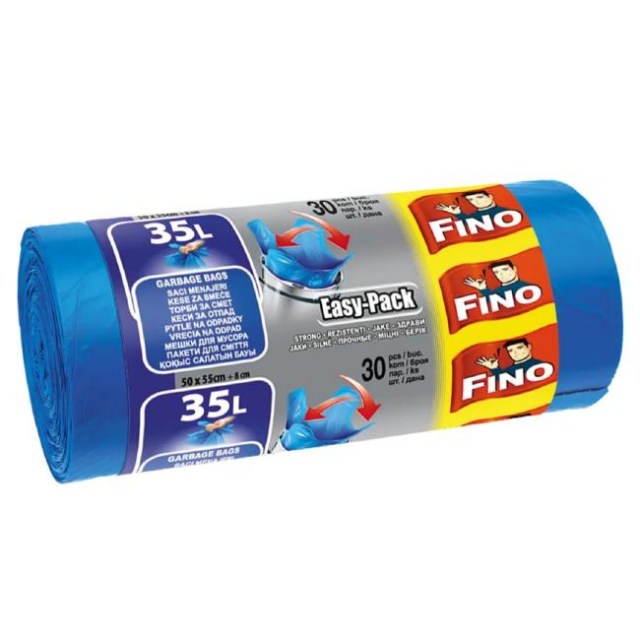 Vrecia zaväzovacie FINO Easy pack 35 l, 15 mic., 50 x 55 cm, modré (30 ks)_1