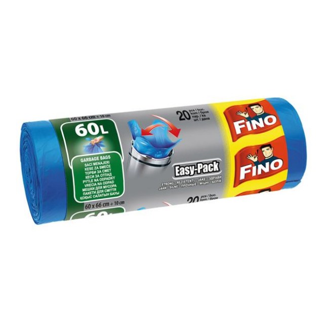 Vrecia zaväzovacie FINO Easy pack 60 l, 18 mic., 60 x 66 cm, modré (20 ks)_1