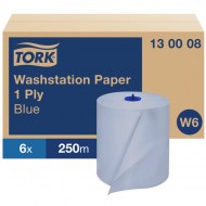 Papierové utierky v rolke 1-vrstv. TORK Basic modré W6, návin 250 m (6 ks)_1