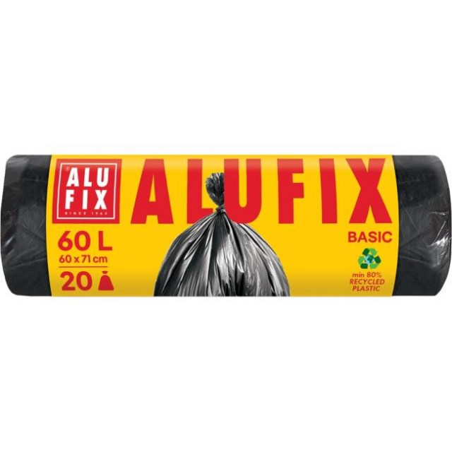Vrecia na odpadky, 60 l  /20 ks, Economy, 13my, 59 x 72 cm, čierne, HDPE_1
