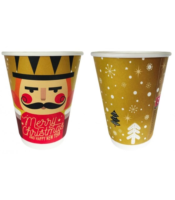 Papierový pohár Vianoce Christmas O90 mm/12oz, 330 ml [25 ks] Typ E-Zlatý_3
