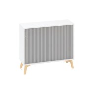 Policová skriňa ALFA ROOT, žalúziové dvere RAL9010, 1 polica, 100x45x88,7cm, biela_1