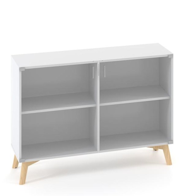 Policová skriňa ALFA ROOT s del.priečkou, sklo, 1 polica, 120x45,8x88,7cm, biela_1