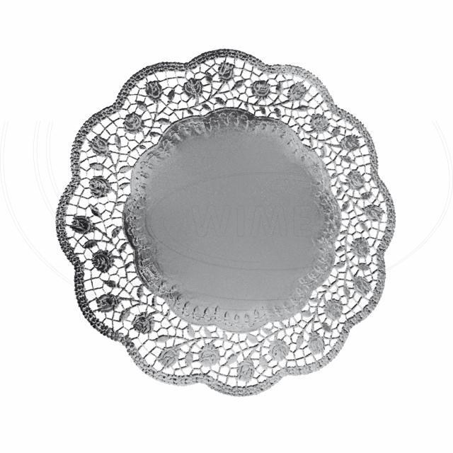 Dekoračná krajka (PAP/ALU) okrúhla strieborná O32cm [4 ks]_4