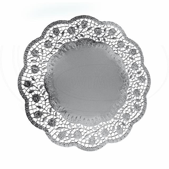 Dekoračná krajka (PAP/ALU) okrúhla strieborná O36cm [4 ks]_4