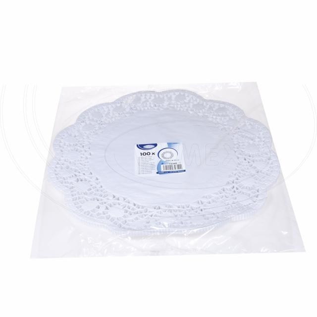 Dekoračná krajka (PAP) okrúhla biela O40cm [100 ks]_2