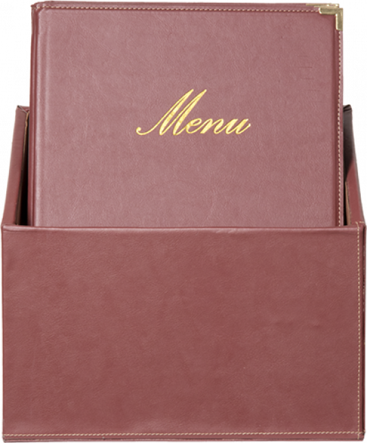 Box s 20 jedálnymi lístkami A4, s 1 dvojitou vložkou (4 strany), Wine Red_1