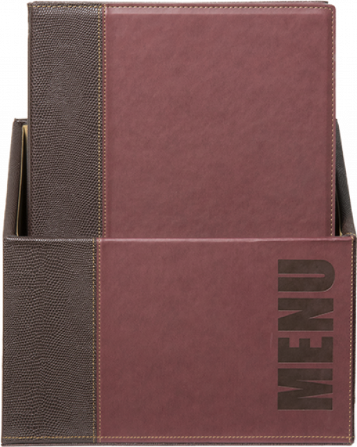 Box s 20 jedálnymi lístkami A4, s 1 dvojitou vložkou (4 strany), Wine Red_1