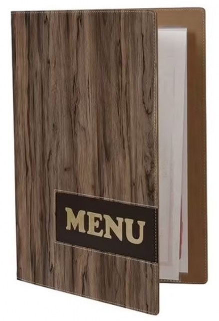 Jedálny lístok A4,s jednou vložkou (4 strany), Wood_1