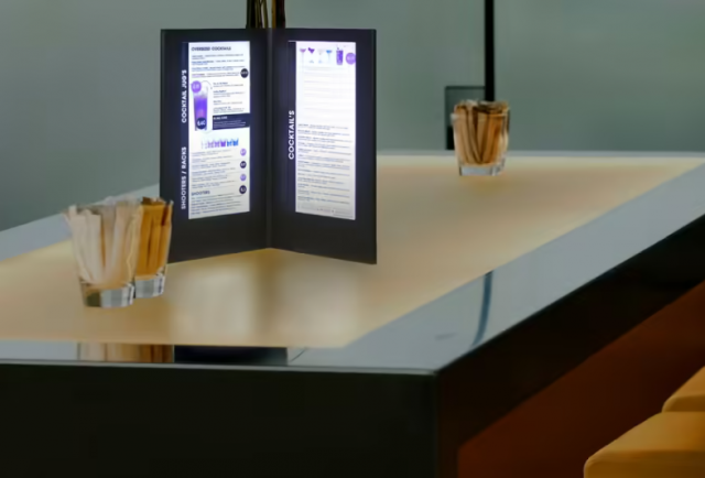Dvojitý vysoký LED jedálny lístok s luxusnými  doskami - čierny_3