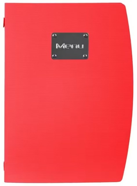 Jedálny lístok, ohybný a umývateľný,  s 1 vložkou (4 strany), Red_1