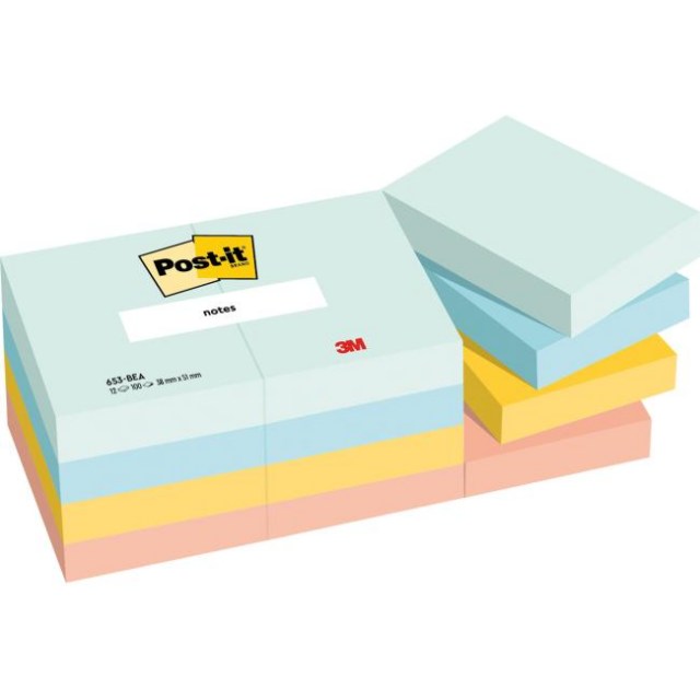 Bločky Post-it BEACHSIDE, veľkosť 38x51 mm, 12 bločkov po 100 lístkov_1