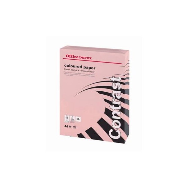 Farebný papier Office Depot A4, pastelová ružová, 80 g/m2_1