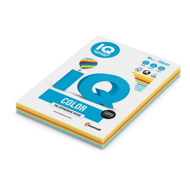 Farebný papier IQ color 5x20 mix intenzívne farby, A4 160g_1