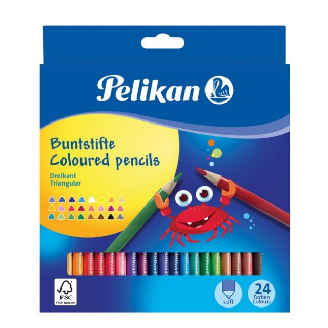 Farbičky Pelikan trojhranné tenké 24 ks_1