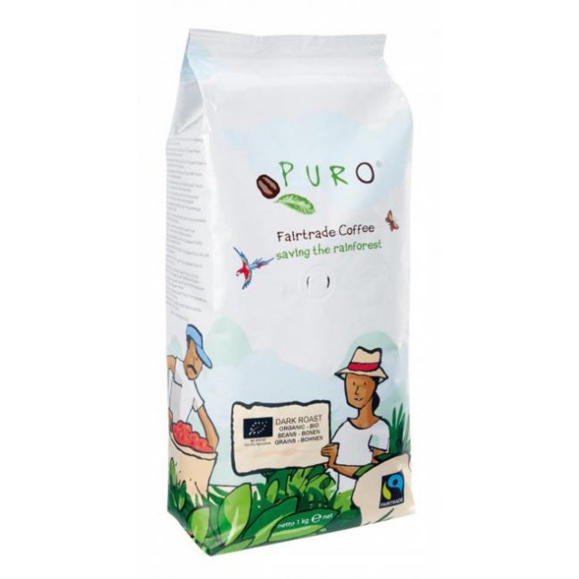 Káva Fairtrade Puro Dark roast zrnková 1kg_1
