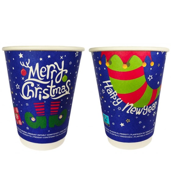 Papierový pohár Vianoce Christmas O90 mm/12oz, 330 ml [25ks] Typ A-Tmavo-modrý_3