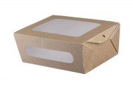 Krabica na jedlo kraft s dvomi okienkami PET, 2000 ml, 20,4x14,2x7,4cm, [50 ks] č. 17_1