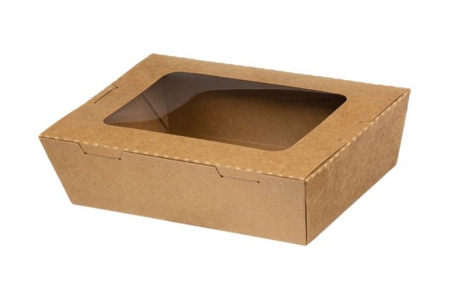 Krabica na jedlo kraft s okienkom PET, 1600 ml [50 ks] č.19_2